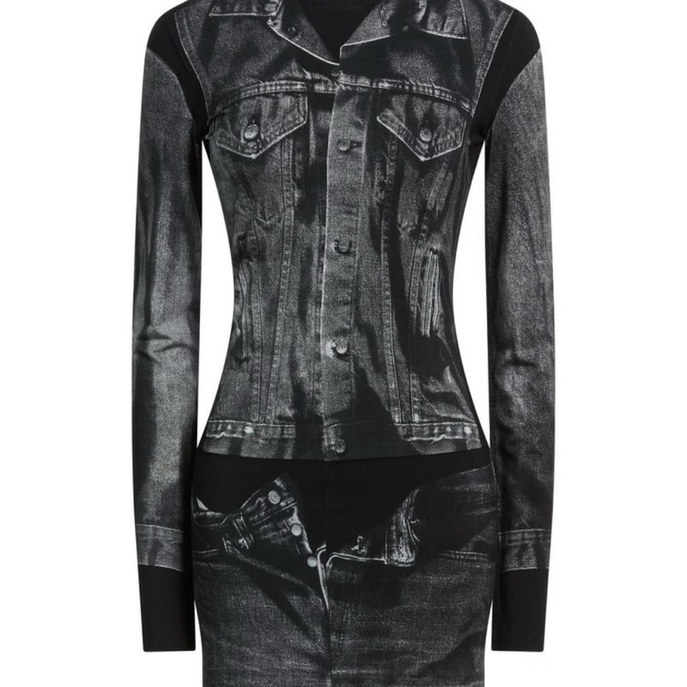 Jean Paul Gaultier Black and Gray Long Sleeve Dress